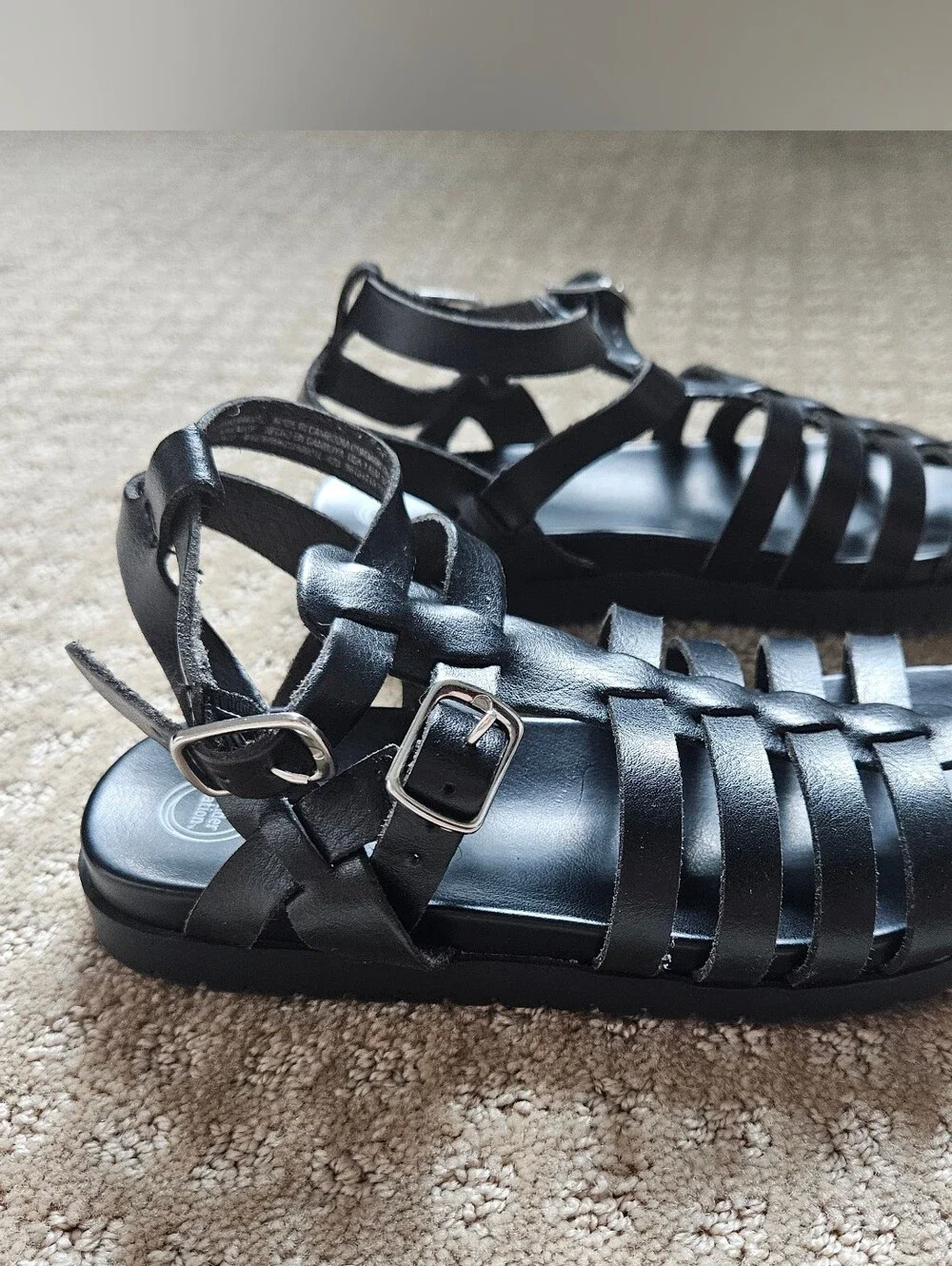 Girl's Black Strappy Sandals By Wondernation